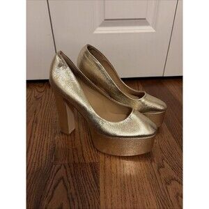 Just Fab Women's Perry Extreme Gold Platform Pump Size 11
